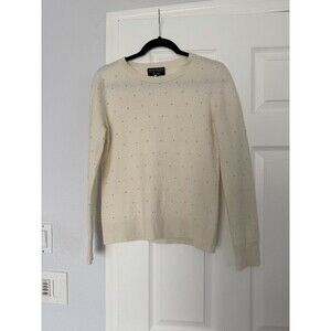 Sweater Beaded Cream Italian Fine Wool Sweater Old Money L